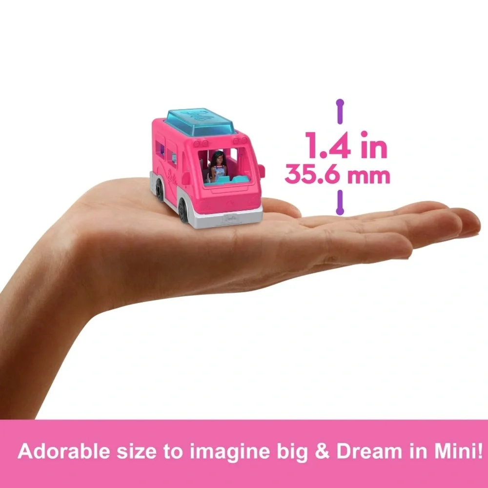 Barbie Mini BarbieLand Doll & Toy Vehicle Set 1.5-inch Barbie Doll & DreamCamper